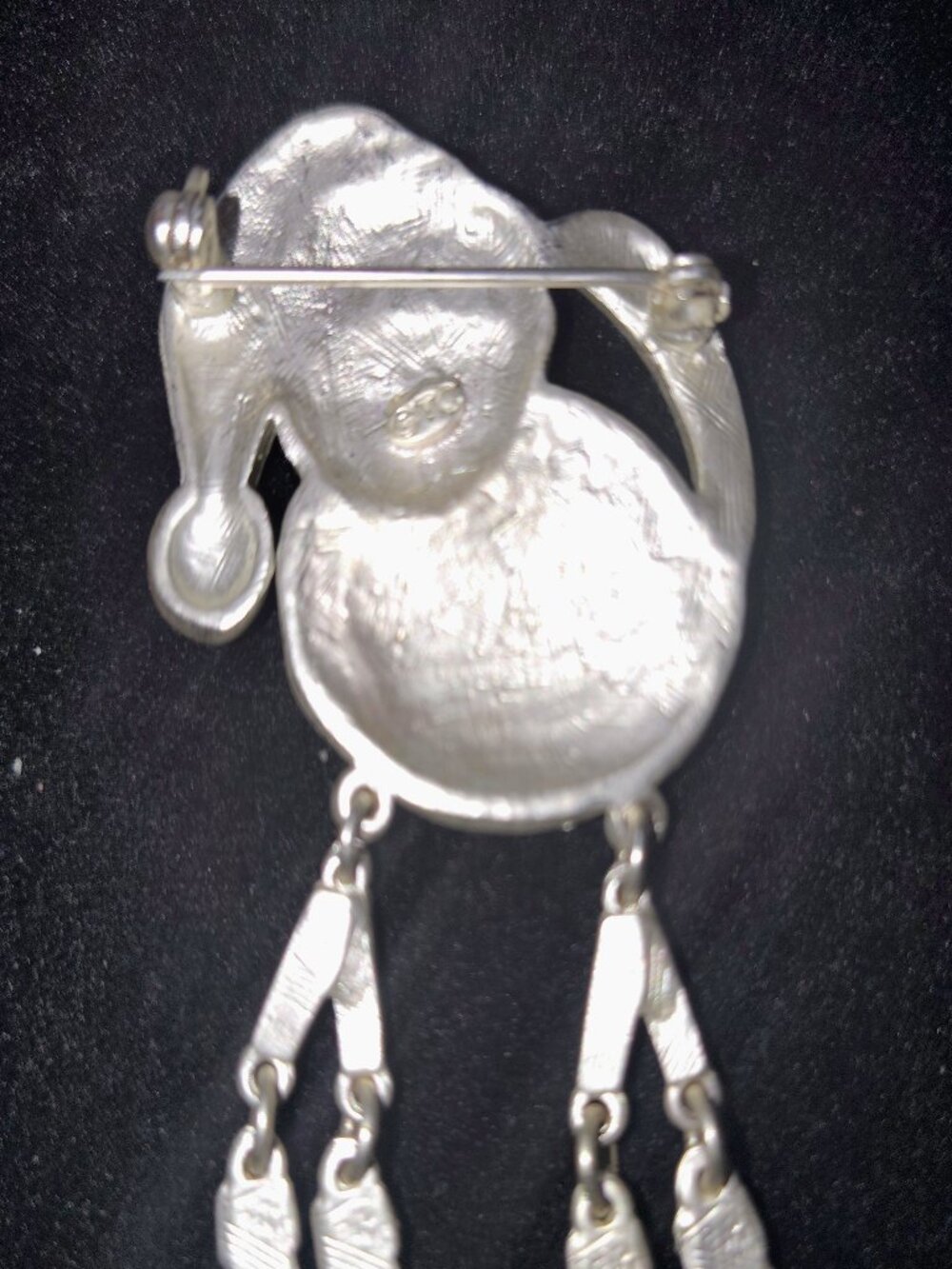 Vintage 1990s Tanya Creations Articulated Santa Cat Brooch – Silver‑Tone Holiday